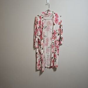 Aspen Lane Floral Pink and White Robe S/M